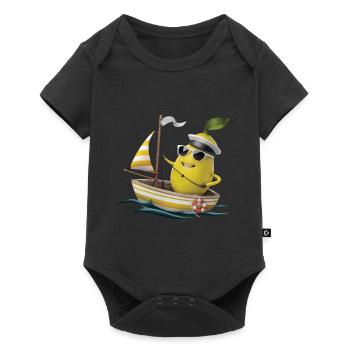 Obst Zitrone Bootfahren Geschenk - Baby Premium Kurzarmbody - Schwarz - Vorne