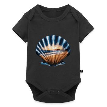 Muschel Strand Szene Serene Ozean Landschaft - Baby Premium Kurzarmbody - Schwarz - Vorne