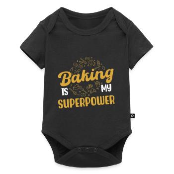 Backen ist meine Superkraft - Baby Premium Kurzarmbody - Schwarz - Vorne
