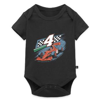 Thème de la voiture de course du 4e anniversaire pour les garçons - Body à manches courtes Premium Bébé - noir - Devant