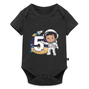 5e anniversaire Astronaute Aventure spatiale pour les garçons - Body à manches courtes Premium Bébé - noir - Devant