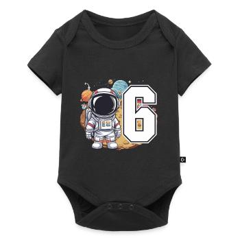 6e anniversaire astronaute aventure spatiale pour les garçons - Body à manches courtes Premium Bébé - noir - Devant