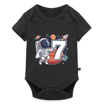 7e anniversaire Astronaute Aventure spatiale pour les garçons - Body à manches courtes Premium Bébé - noir - Devant