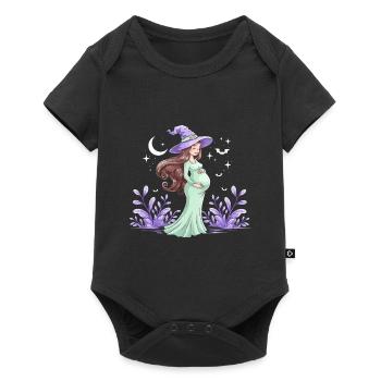 Zauberhafte Mondschein Schwangere Hexe für - Baby Premium Kurzarmbody - Schwarz - Vorne