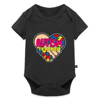 Autism Teacher Heart - Baby Premium short-sleeve bodysuit - black - Front