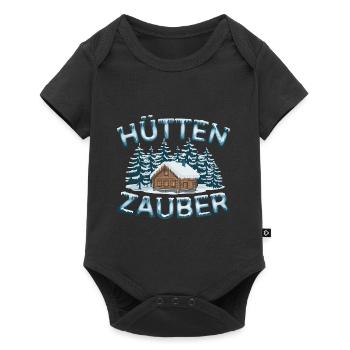 Hüttenzauber Hütte in den Bergen Berge Winter - Baby Premium Kurzarmbody - Schwarz - Vorne