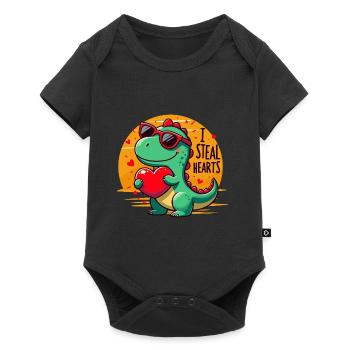 Valentine's Day Valentine Dinosaur Heart In Love - Baby Premium short-sleeve bodysuit - black - Front