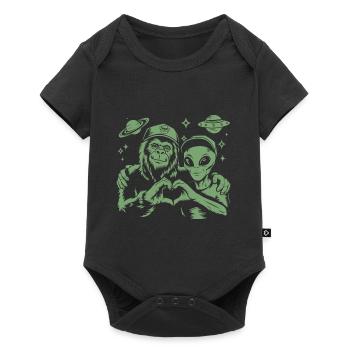 Alien & Bigfoot – Cosmic Friendship - Baby Premium Kurzarmbody - Schwarz - Vorne