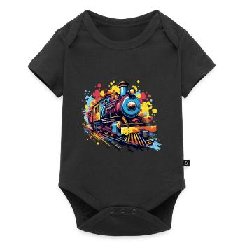 Colorful train - Baby Premium short-sleeve bodysuit - black - Front