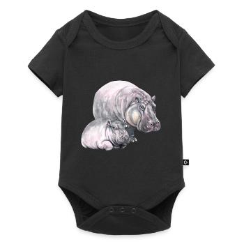 Hippo hippo-hippopotame t-shirt idée cadeau - Body à manches courtes Premium Bébé - noir - Devant