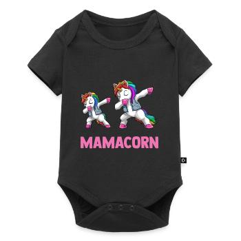 Dabbing Mamacorn - Mama Tochter Partnerlook - Baby Premium Kurzarmbody - Schwarz - Vorne