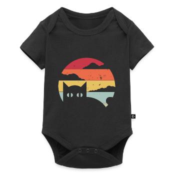 Drôle de chat dans un style rétro - Body à manches courtes Premium Bébé - noir - Devant