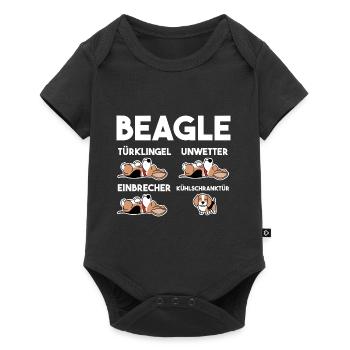 Hund Beagle - Baby Premium Kurzarmbody - Schwarz - Vorne