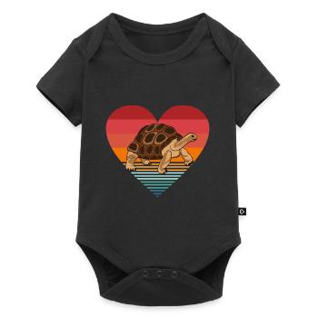 Retro Tortoise Turtle Reptile Vintage Heart - Baby Premium short-sleeve bodysuit - black - Front