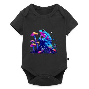 Ästhetischer Frosch Pilze Frösche - Baby Premium Kurzarmbody - Schwarz - Vorne