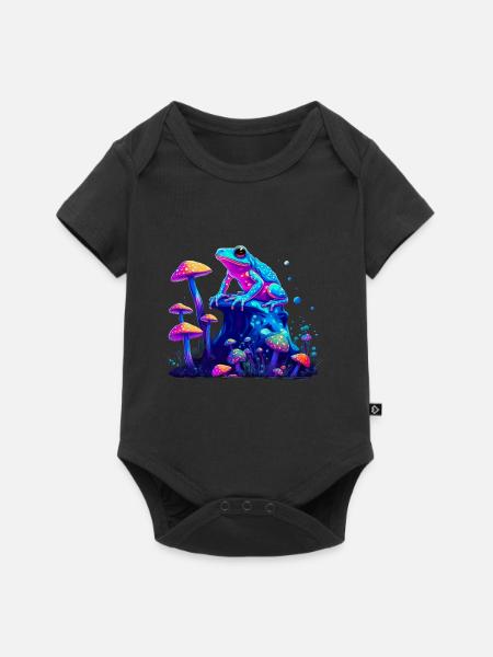 Ästhetischer Frosch Pilze Frösche - Baby Premium Kurzarmbody - Schwarz
