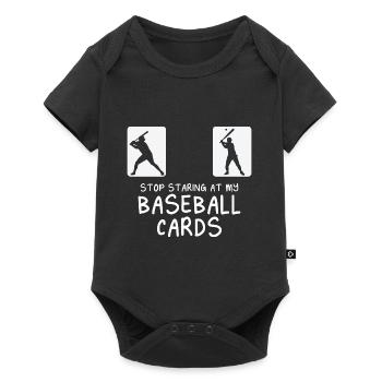 Drôle Arrêtez de regarder mes cartes de baseball Trader Col - Body à manches courtes Premium Bébé - noir - Devant