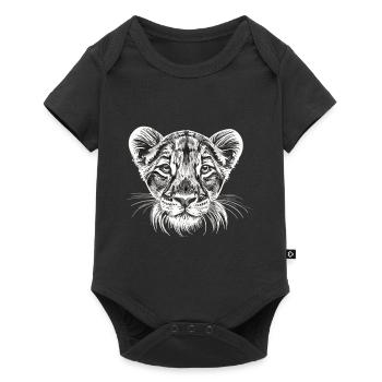 Tender innocence: Siberian lion cub in white - Baby Premium short-sleeve bodysuit - black - Front