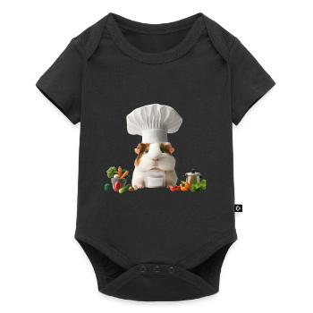 Chef Guinea Pig’s Gourmet Kitchen - Baby Premium Kurzarmbody - Schwarz - Vorne
