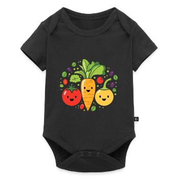 Humour petit légumes vegan - Body à manches courtes Premium Bébé - noir - Devant