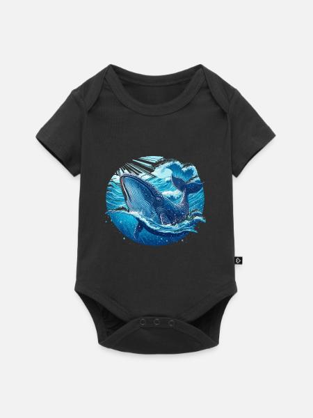 Blauwal - Baby Premium Kurzarmbody - Schwarz