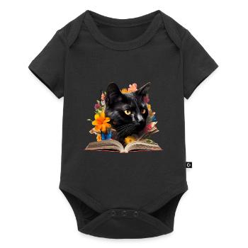 Bombay-Katze Lesen Buch - Baby Premium Kurzarmbody - Schwarz - Vorne