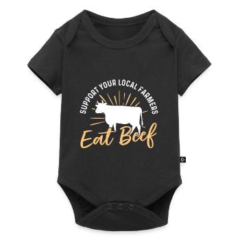 Unterstützen Sie Ihren lokalen Landwirt und essen - Baby Premium Kurzarmbody - Schwarz - Vorne