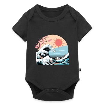 Big Wave Vaporwave Aesthetic 80s Anime Fashion - Baby Premium short-sleeve bodysuit - black - Front