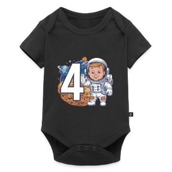 4e anniversaire astronaute aventure spatiale pour les garçons - Body à manches courtes Premium Bébé - noir - Devant