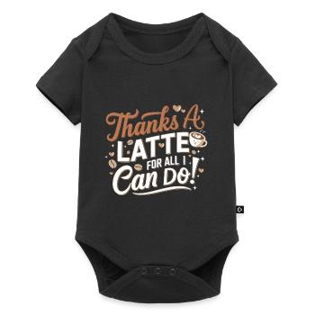 Thanks A Latte – Funny Coffee Sayings T-Shirt - Baby Premium short-sleeve bodysuit - black - Front