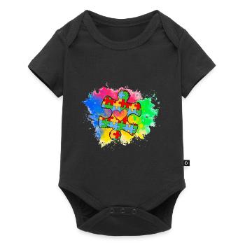Autism Puzzle - Baby Premium short-sleeve bodysuit - black - Front