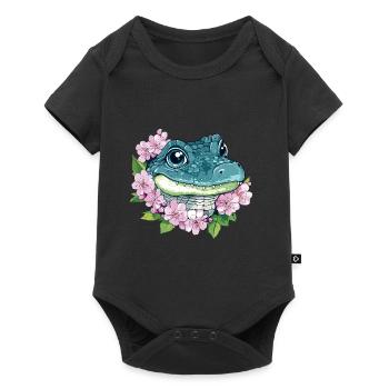 Cherry Blossom Crocodile - Baby Premium short-sleeve bodysuit - black - Front