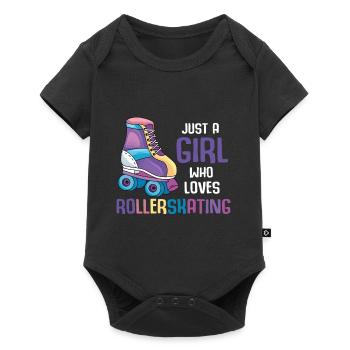 Rollerblading Mädchen Skater Inline Skating - Baby Premium Kurzarmbody - Schwarz - Vorne