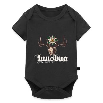 Lausbua Hirsch Edelweiß Trachtenshirt Bayern - Baby Premium Kurzarmbody - Schwarz - Vorne