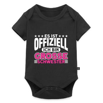 Große Schwester Bruder Schwester Geschenk - Baby Premium Kurzarmbody - Schwarz - Vorne