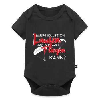 Paraglider Gleitschirmflieger Warum laufen? - Baby Premium Kurzarmbody - Schwarz - Vorne