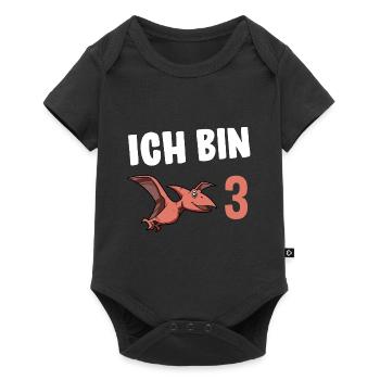 3 Jahre Geburtstagsgeschenk Dinosaurier 3 Jahre - Baby Premium Kurzarmbody - Schwarz - Vorne