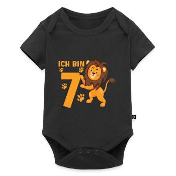 Löwe 7 Jahre Löwen 7 Kindergeburtstag - Baby Premium Kurzarmbody - Schwarz - Vorne