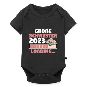 Schwester 2023 Schwanger Werdende Schwester - Baby Premium Kurzarmbody - Schwarz - Vorne