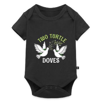 Deux tourterelles de Noël oiseaux mignons super - Body à manches courtes Premium Bébé - noir - Devant