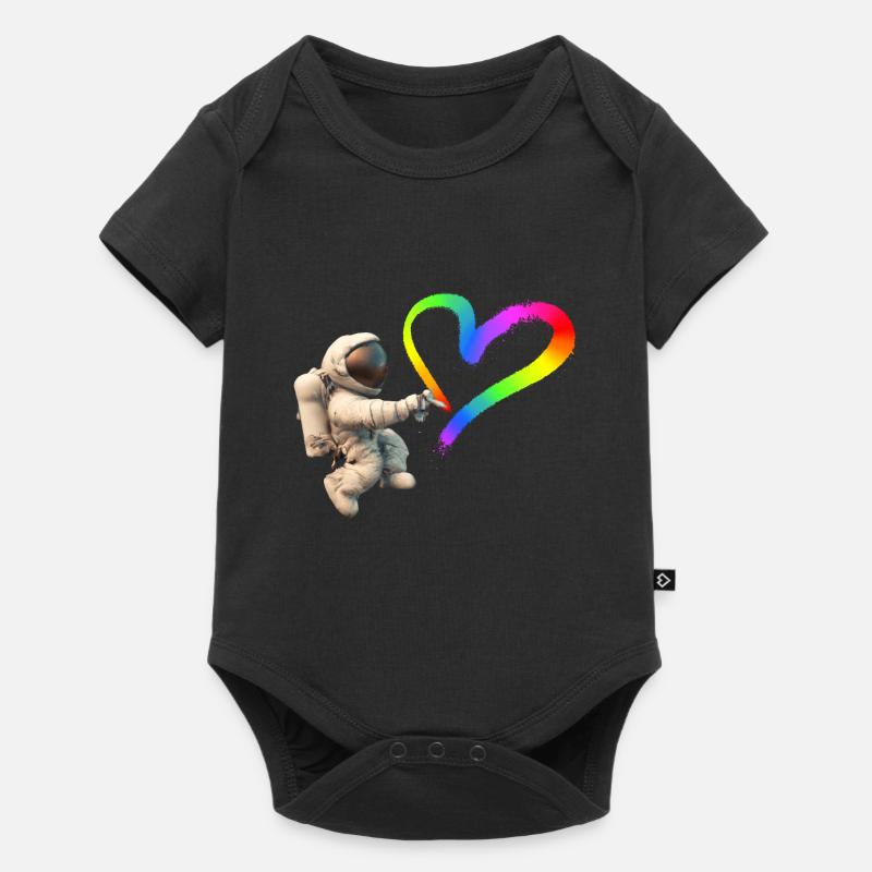 Un astronaute pulvérise des graffitis sur le cœur LGBTQ - Body à manches courtes Premium Bébé - noir