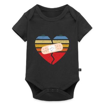 Heart Attack Survivor Patched Heart - Baby Premium short-sleeve bodysuit - black - Front