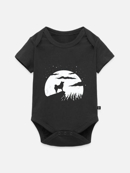 Finnischer Spitz und Berg - Baby Premium kortärmad bodysuit - svart