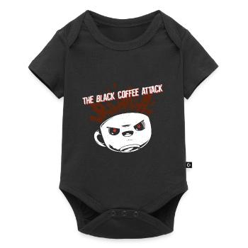 Kaffee schwarz Attacke - Lustiges Cafe - Baby Premium Kurzarmbody - Schwarz - Vorne