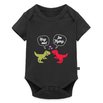 T-Rex Dinosaur Couple Hug Me - Valentine's Day - Baby Premium short-sleeve bodysuit - black - Front