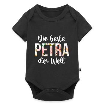 Name Petra - Baby Premium Kurzarmbody - Schwarz - Vorne
