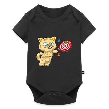 Cat Playing Darts - Baby Premium short-sleeve bodysuit - black - Front