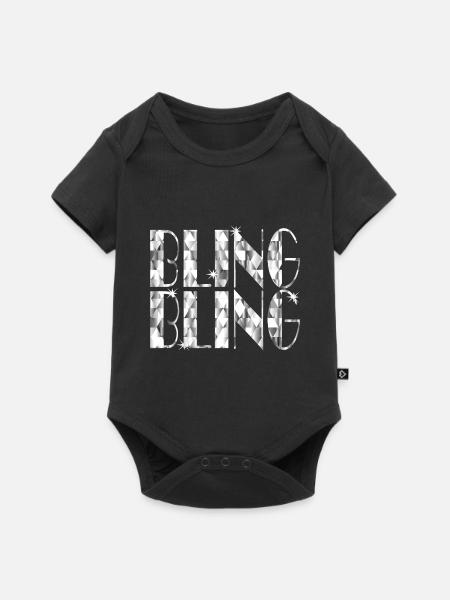 BLING BLING - Baby Premium Kurzarmbody - Schwarz