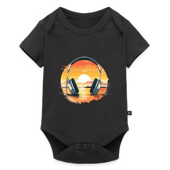 VINTAGE RAVE TECHNO DESIGN - Baby Premium Kurzarmbody - Schwarz - Vorne