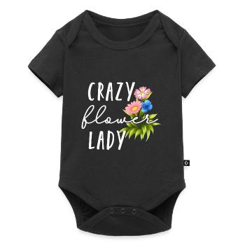 Verrückte Blumenfrau - Baby Premium Kurzarmbody - Schwarz - Vorne